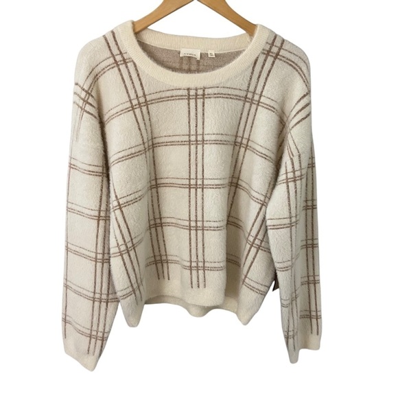 Cyrus Jacquard Mink Pullover Sweater Hamilton Windowpane Beige Tan XL Soft NEW - Picture 2 of 11